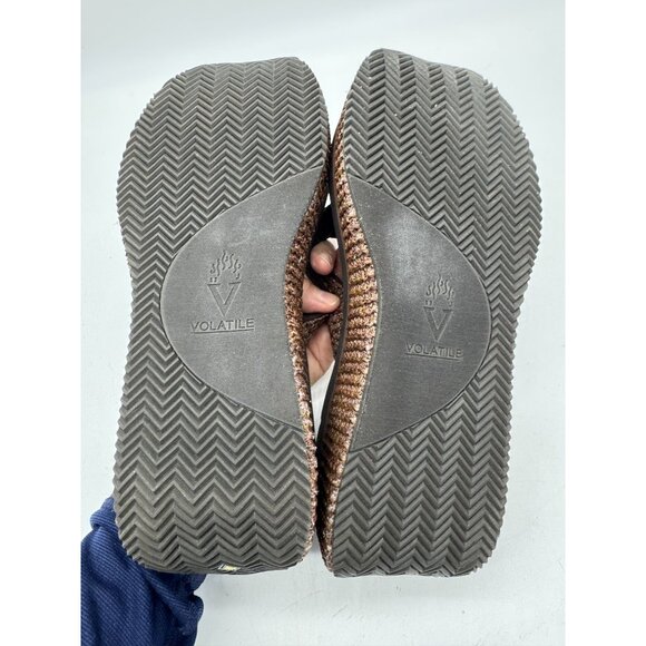 Volatile Women's Chunky Wedge Platform Flip Flop Thong Sandal Sz 11 Brown Casual - Picture 11 of 11